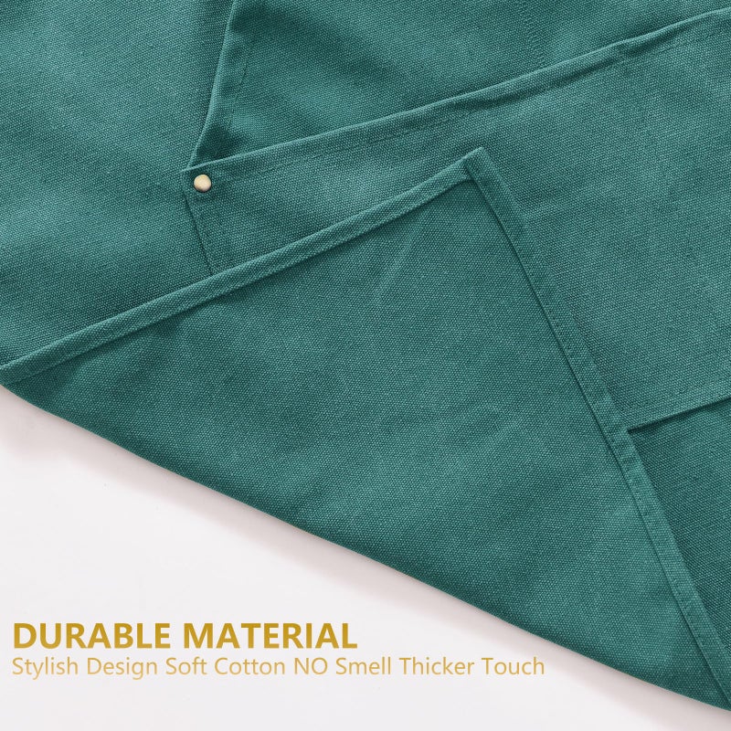 Aoomzoon Canvas Aprons for Men Chef Apron, Work Apron with Large Pockets - Durable 16oz Heavy Duty Cross Back, BBQ, Cooking (Green, 1 Pack) - Image 5