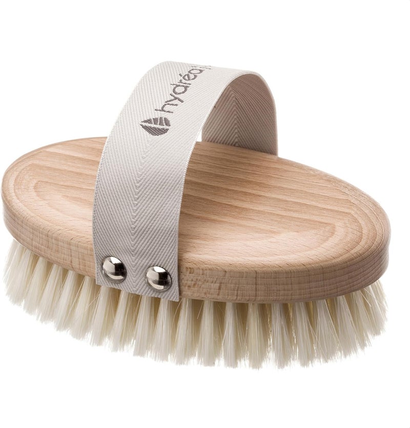 Hydrea London Wet Dry Body Brush Exfoliating Cactus Nylon Vegan Bristle Natural Dry Scrubber 100 Vegan Lymphatic Drainage AntiCellulite FSC Certified Beechwood