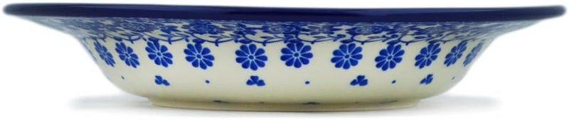 Polmedia Polish Pottery Authentic Polish Pottery Pasta Bowl 9inch in Sensational Azure Aster Design Handmade in Bolesawiec Poland by Ceramika Artystyczna  Certificate of Authenticity - Image 3