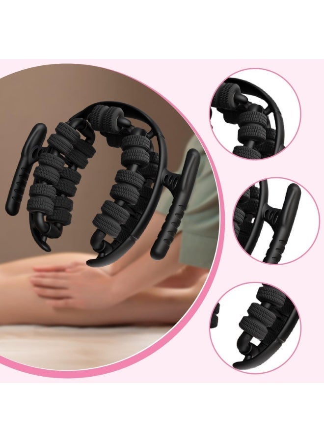 Aideli Waist and Leg Slimming Roller Lymphatic Drainage Massager 360° Anti Cellulite Massage Tool with 28 Wheels Manual Massager for Thighs Calves and Arms Suitable for All Adults（Black） - Image 2