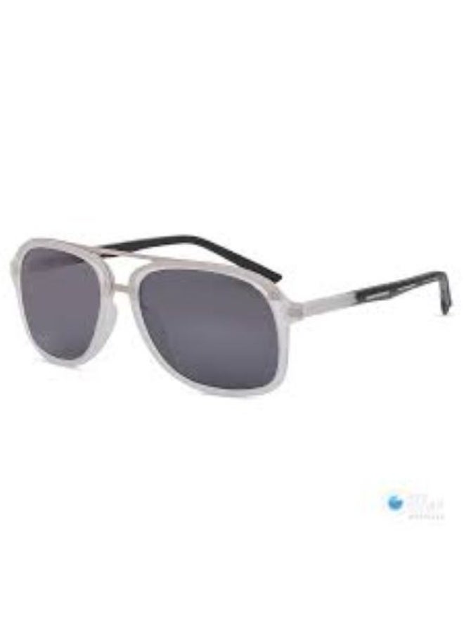 Aviator Style Sunglasses with Clear Frame and Black Accents