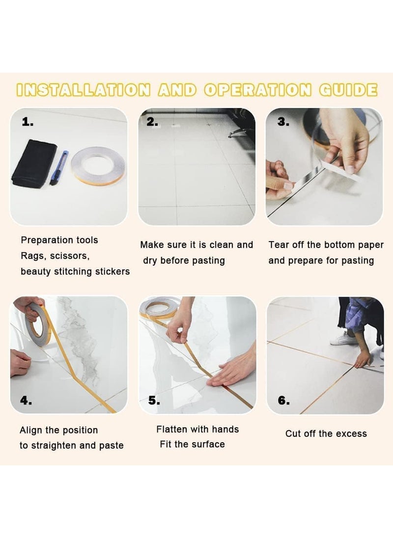 IDEA CHASERS SelfAdhesive Decorative 45 Meters Rose Gold Tape for Tiles Line Gaping Waterproof Gap Sealing Tape Strip for Home Floor Wall Ceiling Kitchen Cabinet Tiles Seam Sticker Rose Gold  - Image 3
