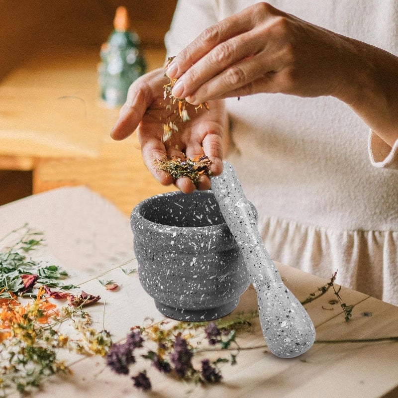 Natural Granite Grinding Bowl And Pestle Set Large Capacity Garlic Crusher Spice Masher Kitchen Potato Ricer Pulverizer Tool - Image 5