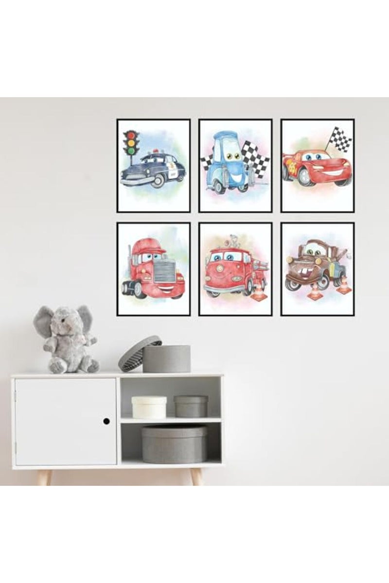 BigWig Prints Cars Room Decor - Lightning McQueen Poster, Cars Movie - 6 Pack (8x10”) Unframed - Image 2
