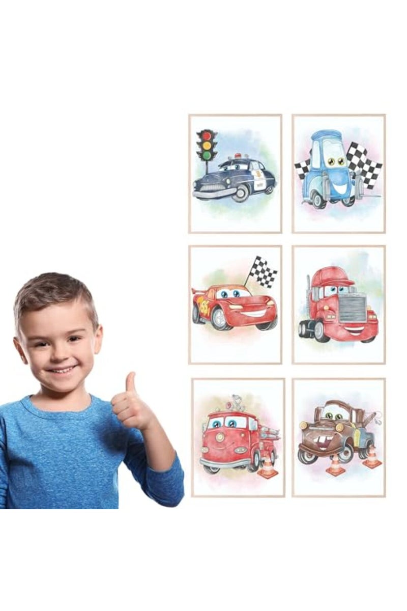 BigWig Prints Cars Room Decor - Lightning McQueen Poster, Cars Movie - 6 Pack (8x10”) Unframed - Image 4