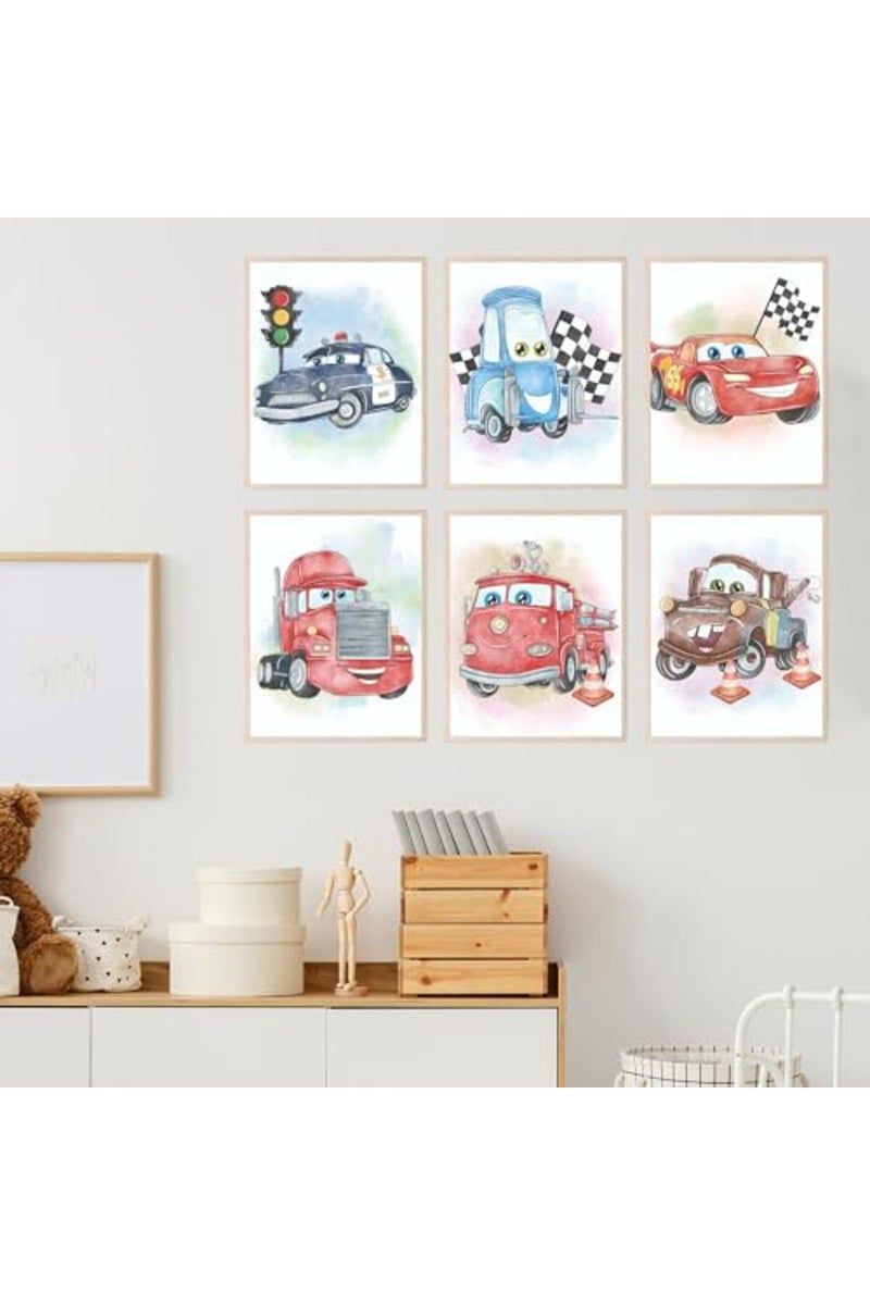 BigWig Prints Cars Room Decor - Lightning McQueen Poster, Cars Movie - 6 Pack (8x10”) Unframed - Image 3
