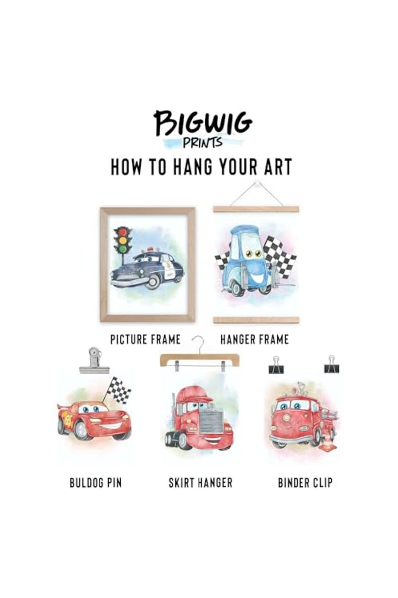 BigWig Prints Cars Room Decor - Lightning McQueen Poster, Cars Movie - 6 Pack (8x10”) Unframed - Image 5