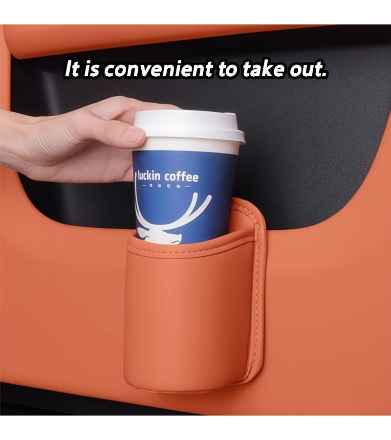 Black Faux Leather Car Cup Holder Vehicle Cup Clamp Multifunctional Storage Box And Car Organizer For Tidy Automotive Interior Storage Neat Car Environment - Image 1