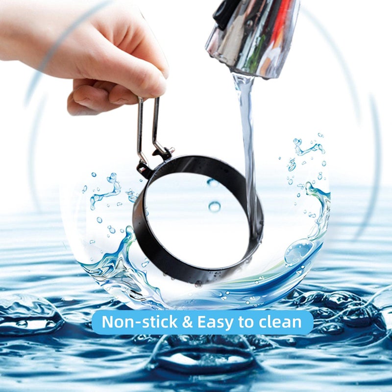 Ameupin 8" Omelet Ring, 6" Pancake Ring, 3.5" Egg Ring for Griddle Frying Eggs (Upgrade Large 3 Pack Stainless Steel Non Stick Round Cooking Rings Molds with Oil Brush and Egg Separator) - Image 5