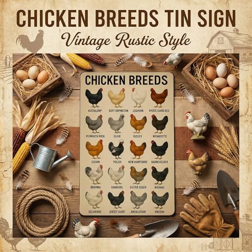 Funnysign Rooster Lovers Gifts Chicken Breeds Vintage Tin Sign for Home Kitchen Farm Chicken Coop Decor 8 x 12 Inches (3844) - Image 4