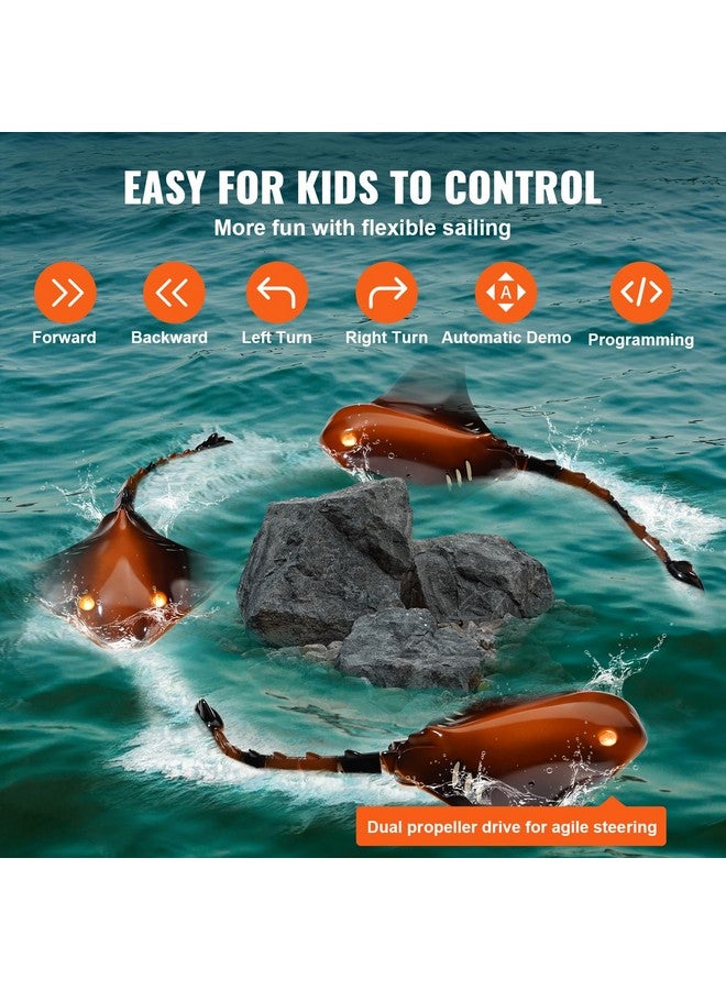 VEVOR VEVOR Remote Control Manta Ray Toy, 2.4GHz High Simulation Robot RC Shark Stingray Fish Toys with Light, RC Boat Bathtub Summer Swimming Pool Toys for 6+ Year Old Boys and Girls  - Image 3