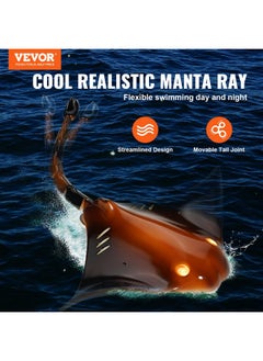 VEVOR VEVOR Remote Control Manta Ray Toy, 2.4GHz High Simulation Robot RC Shark Stingray Fish Toys with Light, RC Boat Bathtub Summer Swimming Pool Toys for 6+ Year Old Boys and Girls  - Image 2