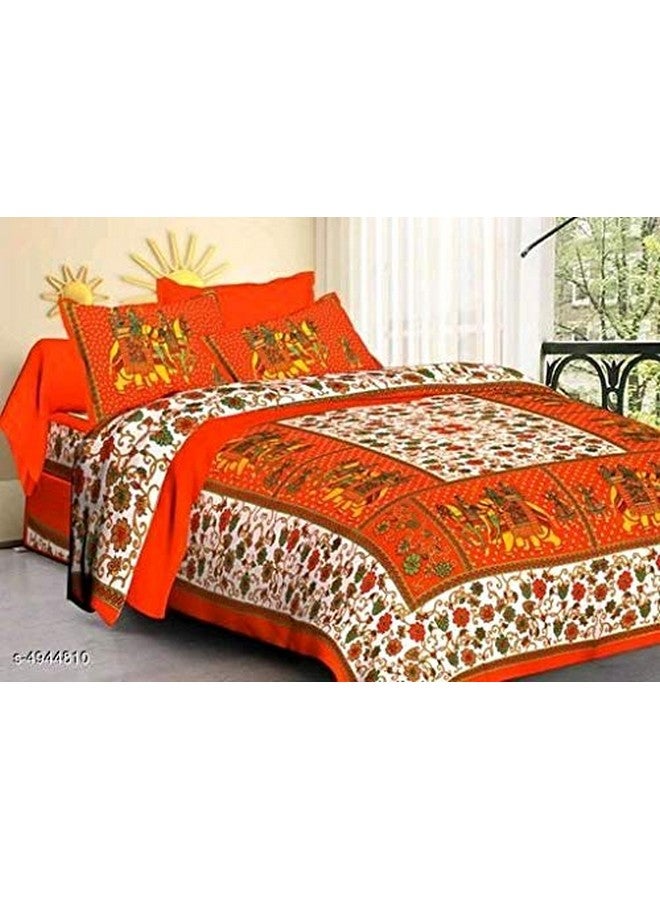 BedZone 100% Cotton Rajasthani Jaipuri King Size Printed Bedsheet Combo Double Bed Set 2 Double Bedsheet with 4 Pillow Cover - Multicolor - Image 2
