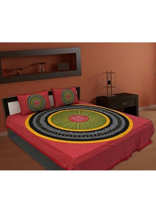 BedZone 100% Cotton Rajasthani Jaipuri King Size Printed Bedsheet Combo Double Bed Set 2 Double Bedsheet with 4 Pillow Cover - Multicolor - Image 3