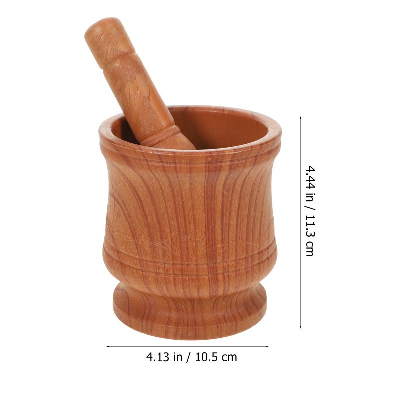 Wooden Mortar And Pestle Set Spice Grinder For Crushing Garlic Pills Kitchen Tool - Image 4