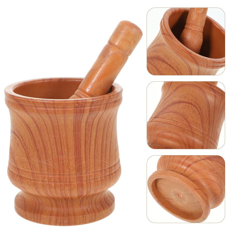 Wooden Mortar And Pestle Set Spice Grinder For Crushing Garlic Pills Kitchen Tool - Image 3
