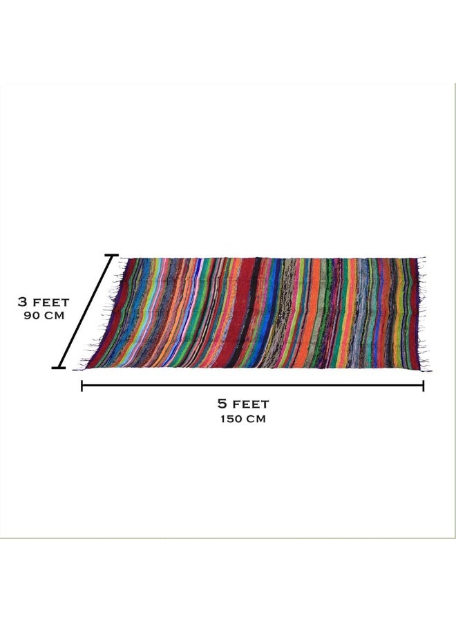 Aakriti Gallery Chindi Cotton Rag Rugs 100% Eco-Friendly, 2-In-1 Reversible Multipurpose, Multicolor Hand-Woven Traditional Rugs (5Ft X 3Ft) For Living Room And Kitchen (Purple)  - Image 2