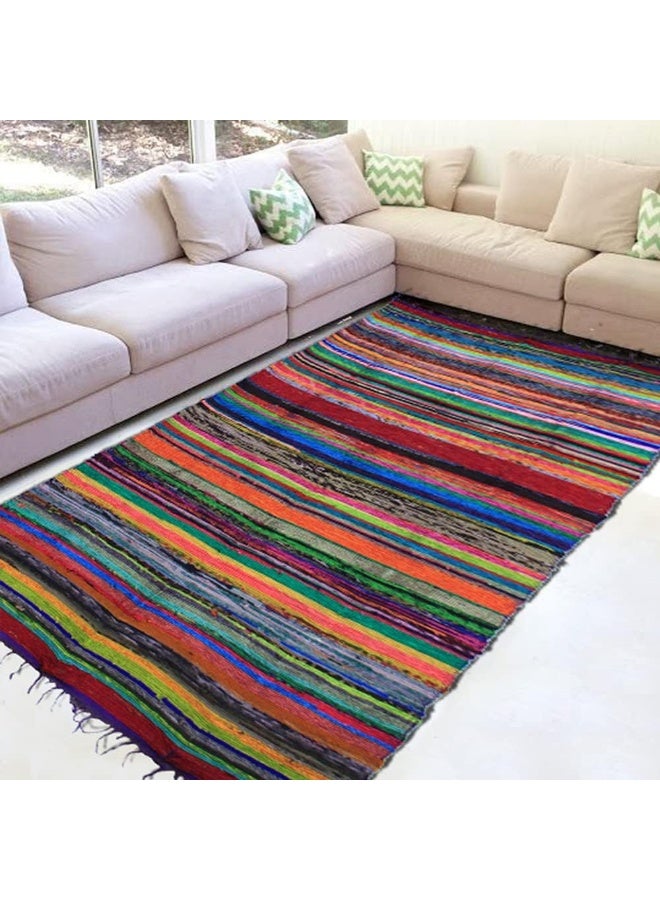 Aakriti Gallery Chindi Cotton Rag Rugs 100% Eco-Friendly, 2-In-1 Reversible Multipurpose, Multicolor Hand-Woven Traditional Rugs (5Ft X 3Ft) For Living Room And Kitchen (Purple)  - Image 5