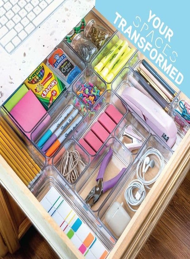 primebox Fifteen Pcs. Plastic Clear Drawer Organizers. Bathroom. Kitchen, Bedroom, Utensils, Office Organizer Bins, Storage Trays. Heavy Duty, Stackable 5 Sizes. - Image 4