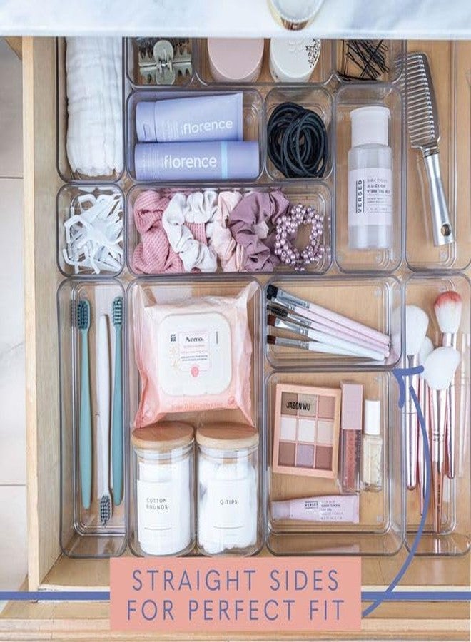 primebox Fifteen Pcs. Plastic Clear Drawer Organizers. Bathroom. Kitchen, Bedroom, Utensils, Office Organizer Bins, Storage Trays. Heavy Duty, Stackable 5 Sizes. - Image 2