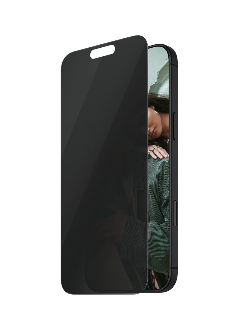 PanzerGlass حماية الخصوصية SAFE من PanzerGlass® لجهاز iPhone 16 Pro - زجاج معاد تدويره بنسبة 60%، طلاء خالي من البقع - مع مساعدة التركيب لتسهيل التثبيت، واقي زجاج مقسى لشاشة iPhone 16 Pro - Image 2