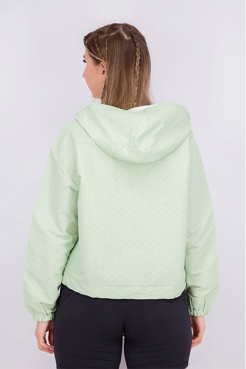 Mountain And Isles Women Hooded Long Sleeve Textured Jacket, Sage - Image 3