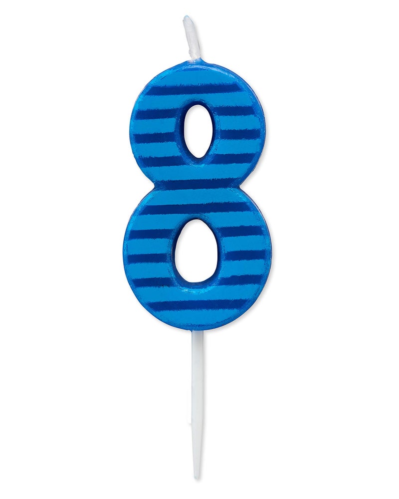 Papyrus Number 8 Birthday Candle Blue Stripes 1Count