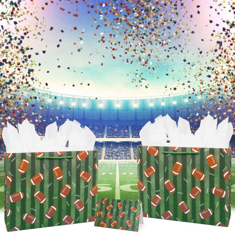 Oletx 13â€œ Football Party Favor Gift Paper Bags,Football Gift Wrap Bag with Tissue Paper for Sports Party Football Birthday Goodie Gifts Treat Wrapping Bags for Men - Image 2