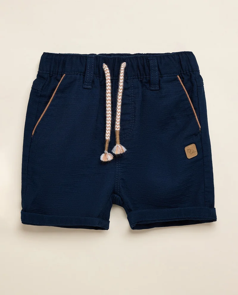 R&B Solid Shorts with Drawstring Waist