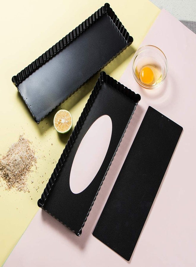 Webake 14 Inch Heavy Gauge Carbon Steel Non-stick Rectangular Tart Pan with Removable Bottom Quiche Baking Pan (Pack of 2) - Image 4