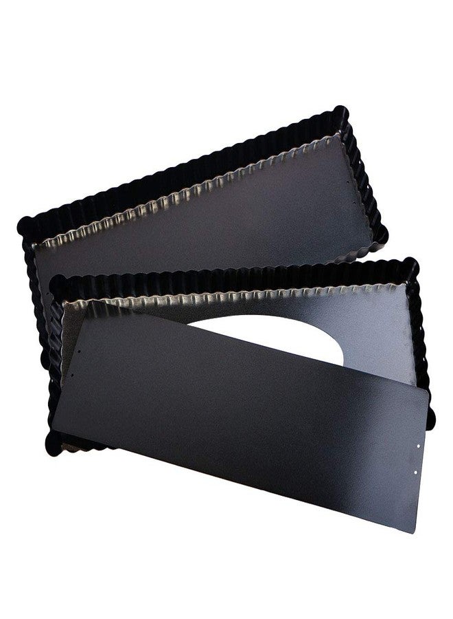 Webake 14 Inch Heavy Gauge Carbon Steel Non-stick Rectangular Tart Pan with Removable Bottom Quiche Baking Pan (Pack of 2) - Image 2