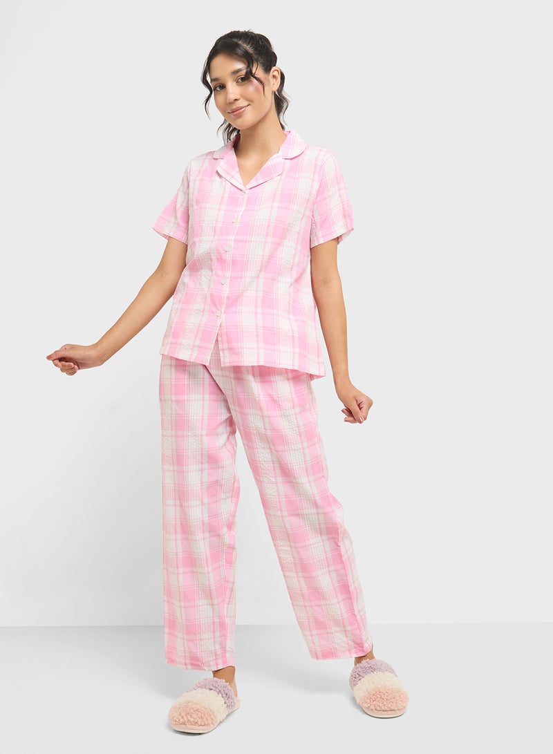 Ginger Cotton Checkered Shirt & Pyjama  Set  - Image 5