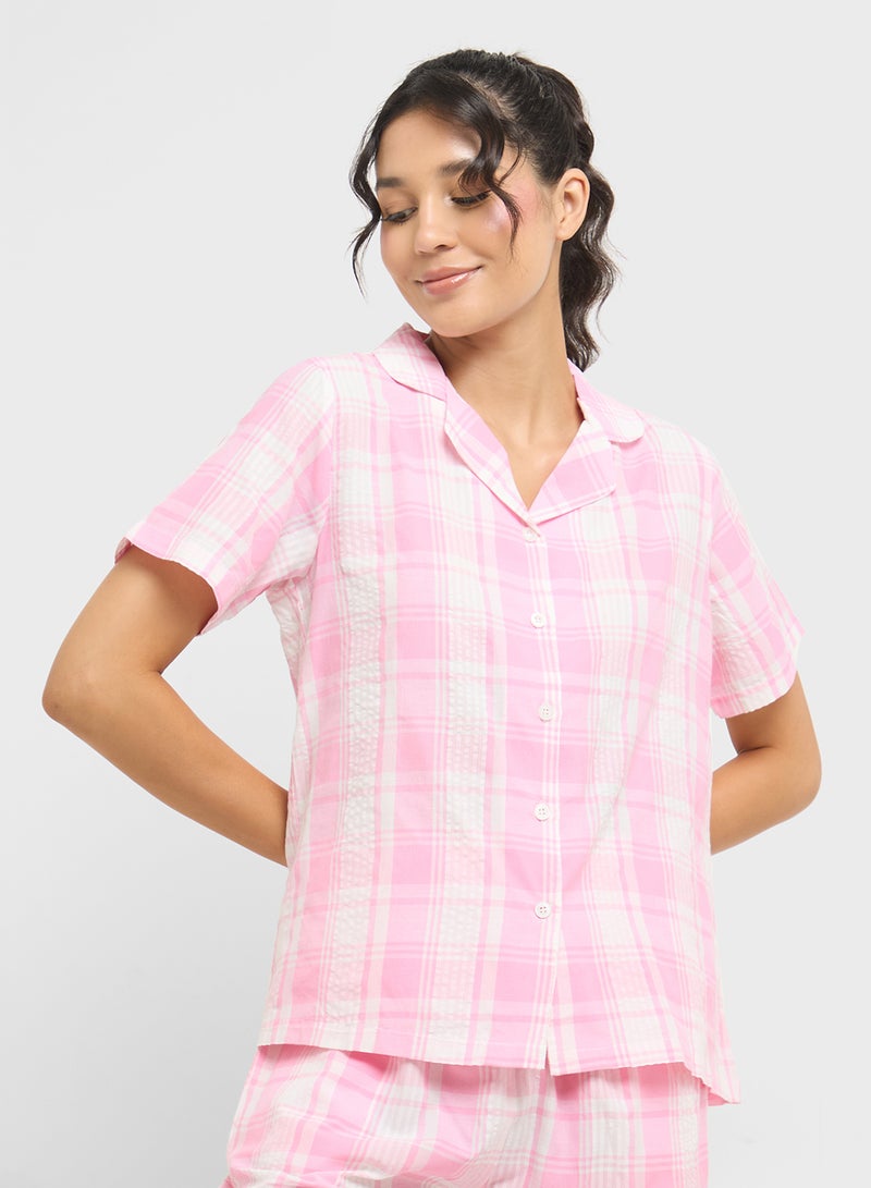 Ginger Cotton Checkered Shirt & Pyjama  Set  - Image 3