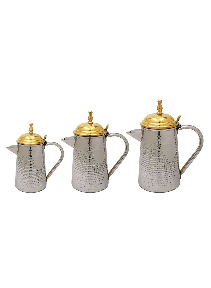 GERNIK Milk jug set 3 silver chrome 1, 1.2 and 2 liters