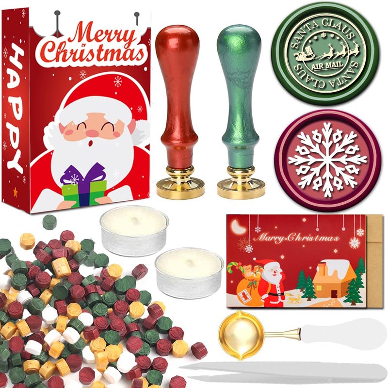 WUERLIN Christmas Wax Seal Kit Santa Claus Snowflake Wax Stamps Deep Engrave Great for Decoration Christmas New Year Cards Envelopes - Image 2
