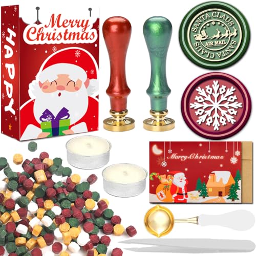 WUERLIN Christmas Wax Seal Kit Santa Claus Snowflake Wax Stamps Deep Engrave Great for Decoration Christmas New Year Cards Envelopes - Image 1