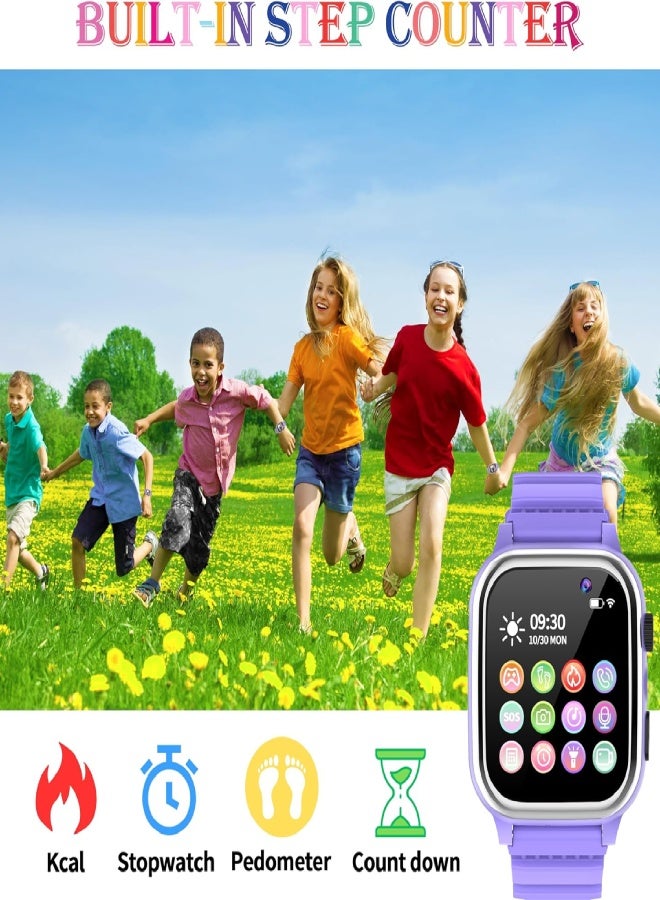 AROAQ Kids Smart Watch for Boys & Girls with Phone Call, SOS, HD Camera, 26 Educational Games, MP3 & Video Player, Pedometer, Calories Counter, Touch Screen – Birthday Gift for Children (1.44” Display) - Purple - Image 5