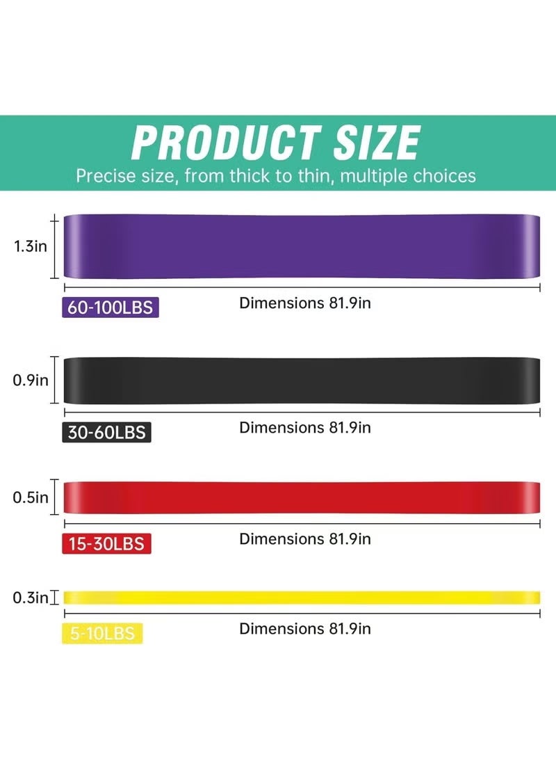 MOSH Pack of 4 Resistance Bands Set for Workout and Pull Up Assistance | Exercise Bands for Strength Training, Physical Therapy, and Body Shaping | For Home, Gym, and Travel - Image 2