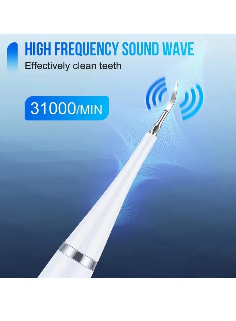 ABJ مجموعة أجهزة تنظيف الأسنان القابلة لإعادة الشحن - ٢ فرشاة أسنان كهربائية و ١ مزيل للترسبات - تنظيف الأسنان، إزالة الجير، مجموعة تبييض الأسنان، جهاز تنظيف الأسنان الكهربائي، مجموعة العناية بالفم، أدوات الأسنان (أبيض) - Image 2