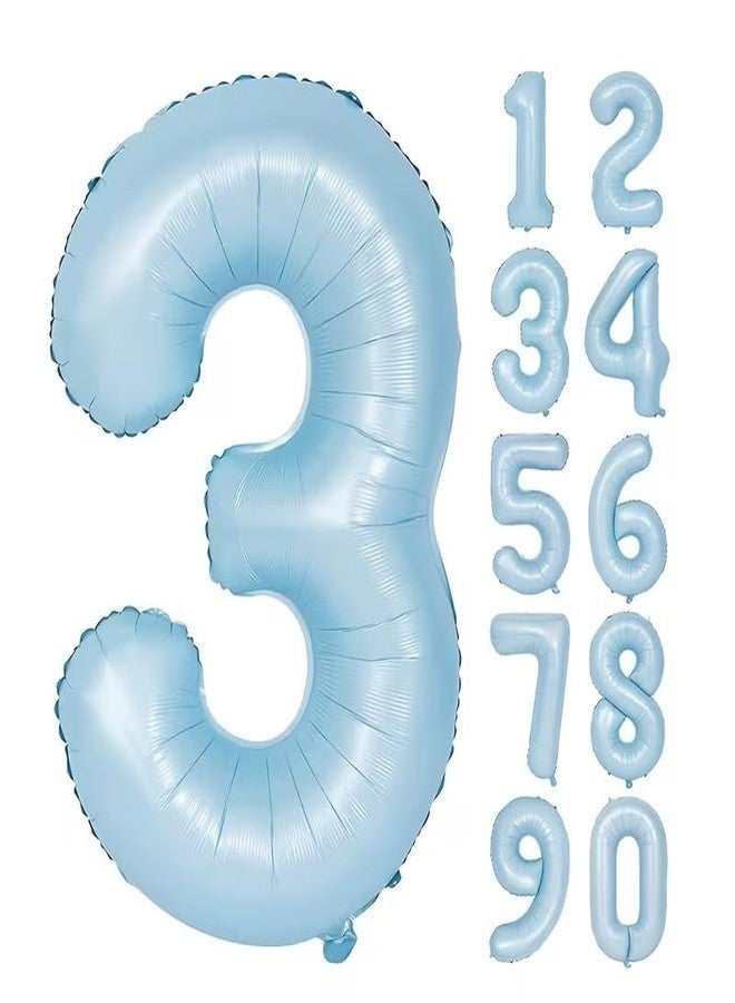 Atpata Funky 34 Inch Pastel Matte Baby Blue Foil Number Balloon for Birthday Decoration, Anniversary, Graduation, Milestone Age Number Balloon for Photo Backdrop & Event Decor (3) - Image 3