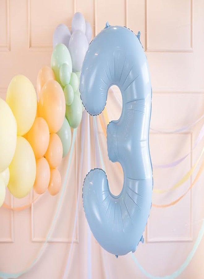 Atpata Funky 34 Inch Pastel Matte Baby Blue Foil Number Balloon for Birthday Decoration, Anniversary, Graduation, Milestone Age Number Balloon for Photo Backdrop & Event Decor (3) - Image 2