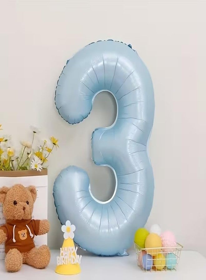 Atpata Funky 34 Inch Pastel Matte Baby Blue Foil Number Balloon for Birthday Decoration, Anniversary, Graduation, Milestone Age Number Balloon for Photo Backdrop & Event Decor (3) - Image 1