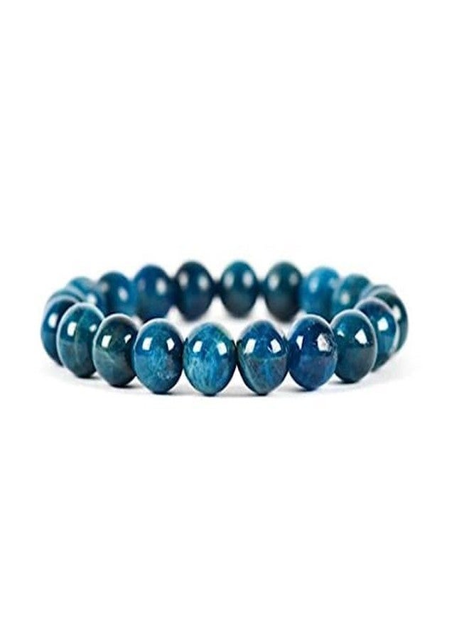 DEVAMA THE DIVINE Blue Apatite Stone Bracelet, 8 mm Round Beads, Stretchable Elastic, Free Size, Lab Certified - Image 1