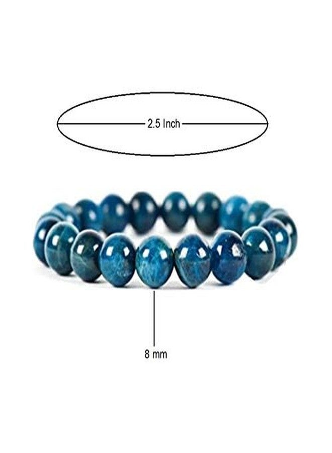 DEVAMA THE DIVINE Blue Apatite Stone Bracelet, 8 mm Round Beads, Stretchable Elastic, Free Size, Lab Certified - Image 3