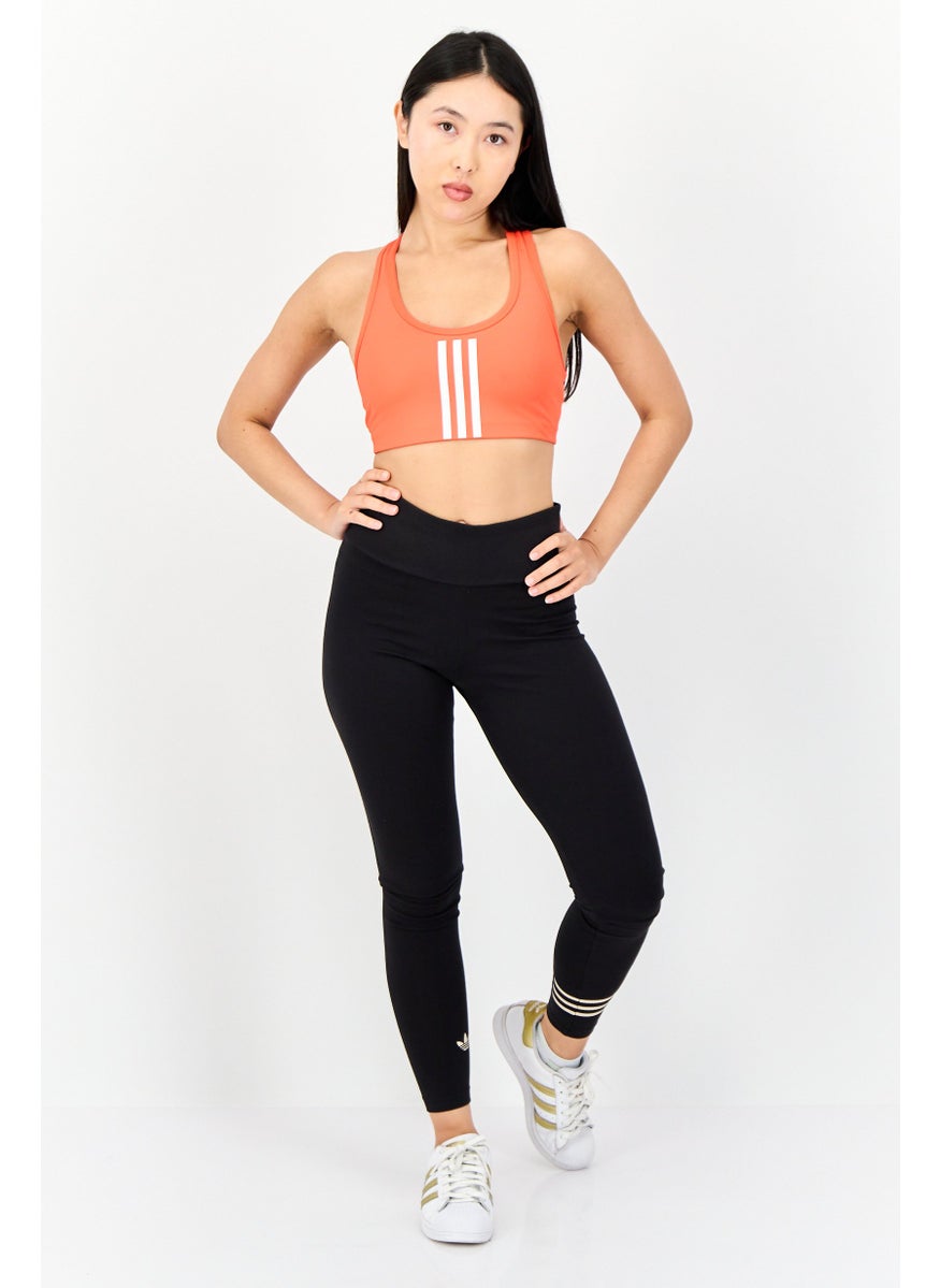 Adidas - Women Stripe Padded Medium Support Power Impact Sports Bra, Orange - Image 1