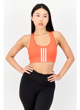 Adidas Women Stripe Padded Medium Support Power Impact Sports Bra, Orange  - Image 1