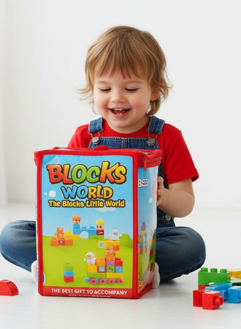 طقم مكعبات بناء كبيرة 83 قطعة – مكعبات ضخمة متعددة الألوان مع طقم قطار وتجميع | مكعبات تعليمية BPA Free آمنة للأطفال | ألعاب بناء وتشييد للأطفال والروضة | حقيبة تخزين مرفقة | ألعاب STEM للبنين والبنات - Image 1