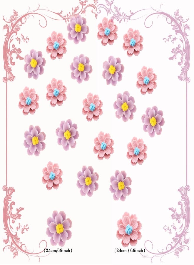 Etwgbaby 20Pcs Flowers Cupcake Toppers Pink Purple Flowers Cake Topper for Bridal Engagement Baby Shower Kids Birthday Wedding Anniversary Fairy Floral Party Table Decorations - Image 2
