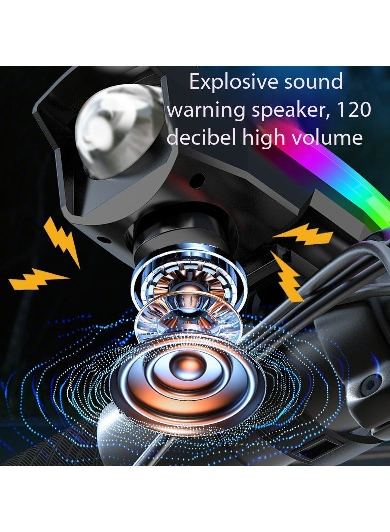 Ding Zap Bicycle lamp - Lighting front light for bicycle. Solar charging. Horn bell. Strong light flashlight. Mountain bike night riding accessories. - Image 2