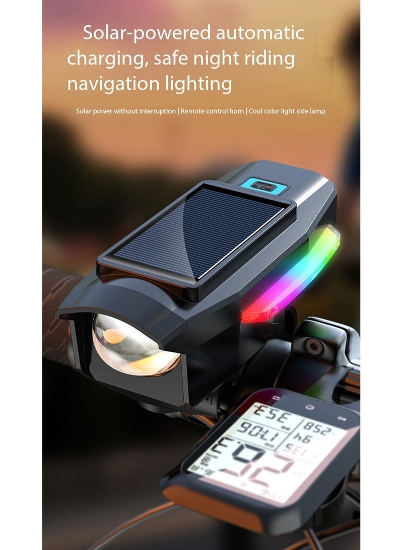 Ding Zap Bicycle lamp - Lighting front light for bicycle. Solar charging. Horn bell. Strong light flashlight. Mountain bike night riding accessories. - Image 5